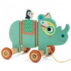 Djeco Houten Speelgoed, Trekfiguur - Neushoorn Vilma -Kinderspeelgoed Verkoopwinkel djeco houten speelgoed trekfiguur neushoorn vilma