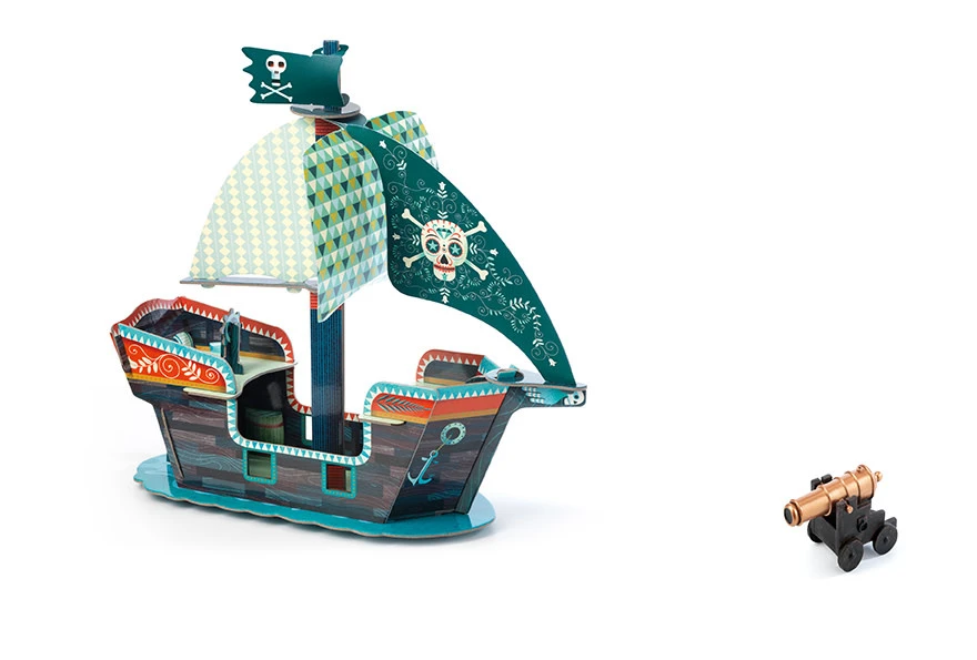 Djeco Speelfiguren - Pop To Play Piratenboot 3D 4 Djeco Speelfiguren - Pop To Play Piratenboot 3D - Afbeelding 2