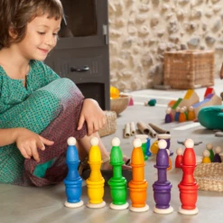 Grapat Grapat Houten Speelgoed - Houten Poppetjes Met Bakjes En Schijven, 6 Sets (Nins, Grounds And Coins) -Kinderspeelgoed Verkoopwinkel grapat grapat houten speelgoed houten poppetjes me 2