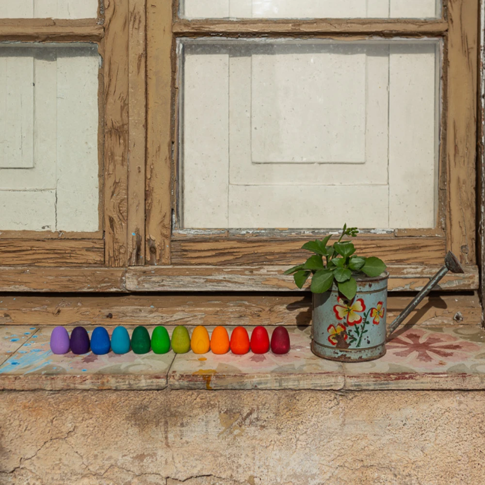 Grapat Grapat Loose Parts: Houten Eieren Gekleurd, 36 St. (Mandala Rainbow Eggs) 5 Grapat Grapat Loose Parts: Houten Eieren Gekleurd, 36 St. (Mandala Rainbow Eggs) - Afbeelding 3