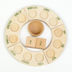 Grapat Houten Jaarring (NL) Zonder Houten Nins Poppetjes (Plataforms, Dices & Bowl Perpetual Calendar)