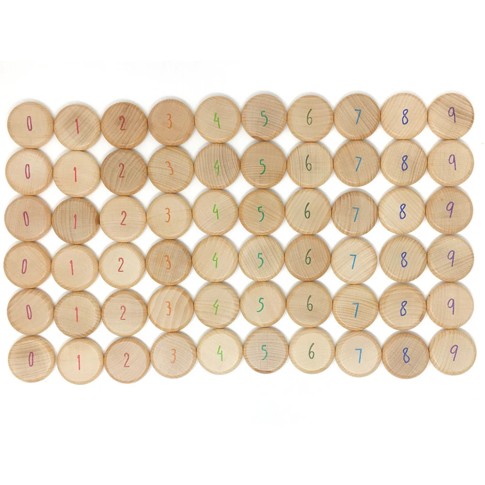 Grapat Houten Munten Met Getallen, 60st. (Coins To Count) 4 Grapat Houten Munten Met Getallen, 60st. (Coins To Count) - Afbeelding 2