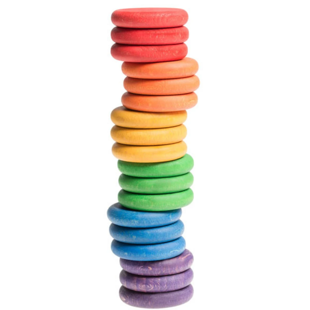 Grapat Houten Regenboog Munten 6 Kleuren, 18st. (Coins X 18) 3 Grapat Houten Regenboog Munten 6 Kleuren, 18st. (Coins X 18)