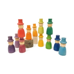 Grapat Houten Tovenaars Poppetjes Gekleurd, 12st. (Wizards; Nins With Hat) -Kinderspeelgoed Verkoopwinkel grapat houten tovenaars poppetjes gekleurd 12st wi 1