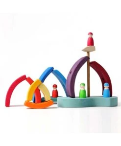 Grimms Houten Speelgoed - Stapeltoren Boot, 12-delig (boat Stacking Tower) -Kinderspeelgoed Verkoopwinkel grimms houten speelgoed stapeltoren boot 12 delig 2