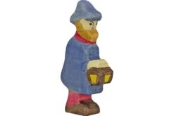 Holztiger Houten Figuren - kerstmis: herder met lamp, blauw/roos
