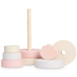 Jollein Babyspeelgoed, Houten Speelgoed - Houten Stapeltoren Schelp Roze -Kinderspeelgoed Verkoopwinkel jollein babyspeelgoed houten speelgoed houten stap 2