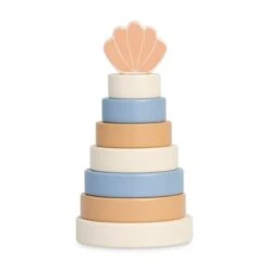 Jollein Houten Speelgoed - Houten Stapeltoren Schelp Blauw (shell Blue)