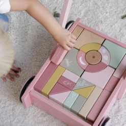 Little Dutch Houten Speelgoed - Blokkenkar Bloemen Roze (Wild Flowers) -Kinderspeelgoed Verkoopwinkel little dutch houten speelgoed blokkenkar bloemen r 3