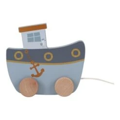 Little Dutch Houten Speelgoed - Houten Trekfiguur Boot Sailors Bay -Kinderspeelgoed Verkoopwinkel little dutch houten speelgoed houten trekfiguur bo 1