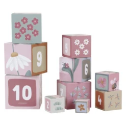 Little Dutch Speelgoed, Stapelblokken - Kartonnen Stapelblokken Roze (Flowers & Butterflies) -Kinderspeelgoed Verkoopwinkel little dutch speelgoed stapelblokken kartonnen sta 1